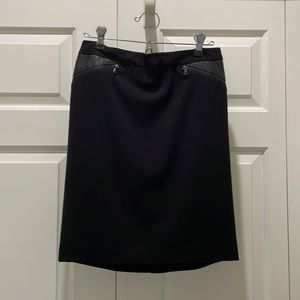 Black pencil skirt w/ faux leather and zipper detailing